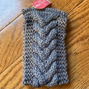 Winter Headwrap Head Wrap Ear Neck Warmer Gray Cable Knit Headband Womens Unisex